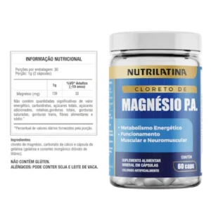 Cloreto de Magnésio P.A. Nutrilatina Magnésio 60cap - Imagem 2