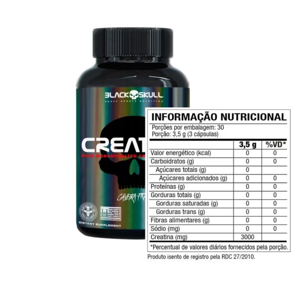 Creatine Creatina em Capsulas Black Skull 90 Capsulas - Imagem 2